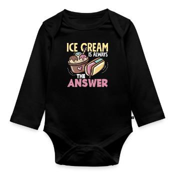 Cream Lover Answer Always - Organic Longsleeve Baby Bodysuit - black - Front
