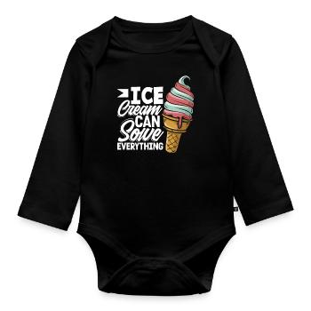 Amateurs de glaces - la crème glacée peut tout résoudre - Body Bébé bio manches longues - noir - Devant