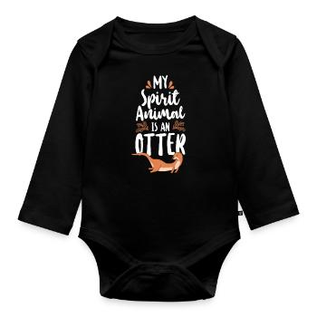 Otter My Spirit Animal Is An Otter - Organic Longsleeve Baby Bodysuit - black - Front