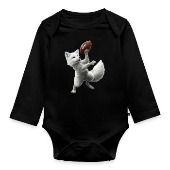 Arctic Fox Football - Organic Longsleeve Baby Bodysuit - black - Front