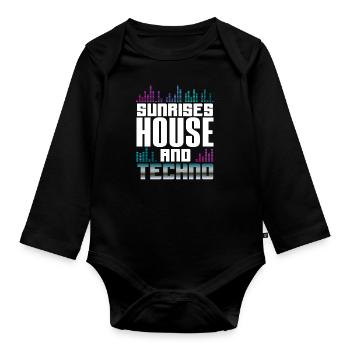 Sunrises House And Techno Lover - Baby Bio-Langarm-Body - Schwarz - Vorne