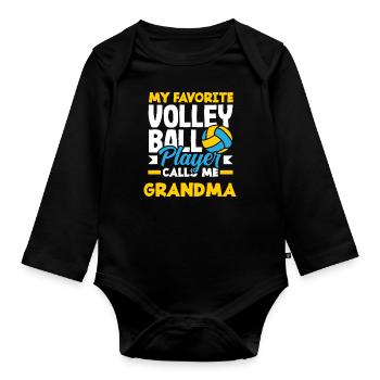 Mon joueur de volley-ball préféré prend mamie - Body Bébé bio manches longues - noir - Devant