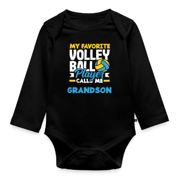 Mein Lieblings Volleyballspieler Nimmt Mich Enkel - Baby Bio-Langarm-Body - Schwarz - Vorne