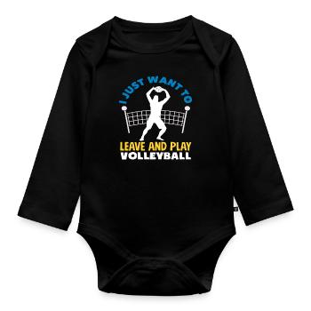 Just play volleyball - Organic Longsleeve Baby Bodysuit - black - Front