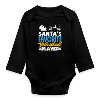 Volleyball Player Christmas Time Favorite - Organic Longsleeve Baby Bodysuit - black - Front