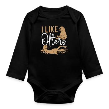 Otter I Like Otters - Baby Bio-Langarm-Body - Schwarz - Vorne