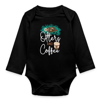 Otter Coffee Otters And Coffee - Organic Longsleeve Baby Bodysuit - black - Front