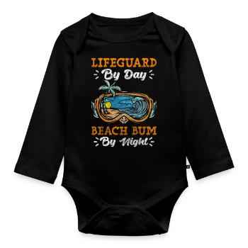 Vacances à la plage surveillée - Body Bébé bio manches longues - noir - Devant