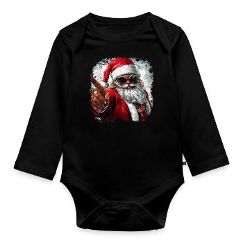 Rapper Weihnachtsmann - Baby Bio-Langarm-Body - Schwarz - Vorne