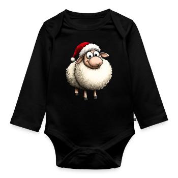 Noël des moutons - Body Bébé bio manches longues - noir - Devant