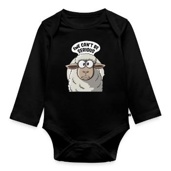 Ewe ne peut pas être sérieux - conception de mouton drôle - Body Bébé bio manches longues - noir - Devant