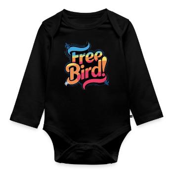 Free Bird - frei wie ein Vogel - Body Bébé bio manches longues - noir - Devant