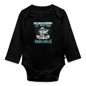 Links eingestellt ist nur der Griff der Angelrolle - Baby Bio-Langarm-Body - Schwarz - Vorne