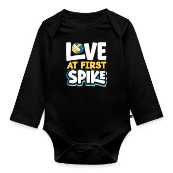 Volleyball Love at First Shot - Organic Longsleeve Baby Bodysuit - black - Front