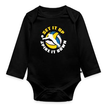 Volley-ball Installez-le Installez-le Spike Down - Body Bébé bio manches longues - noir - Devant
