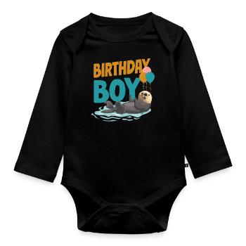 Otter Birthday Boy Birthday Boy - Baby Bio-Langarm-Body - Schwarz - Vorne