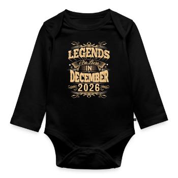 Légende de l’anniversaire de décembre 2026 - Body Bébé bio manches longues - noir - Devant