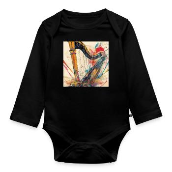 Harfe - Baby Bio-Langarm-Body - Schwarz - Vorne