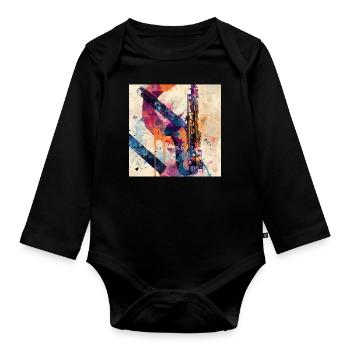 Saxophon - Baby Bio-Langarm-Body - Schwarz - Vorne