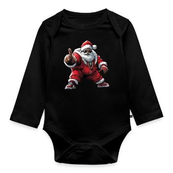 Hip Hop Weihnachten / Rap Weihnachtsmann - Baby Bio-Langarm-Body - Schwarz - Vorne