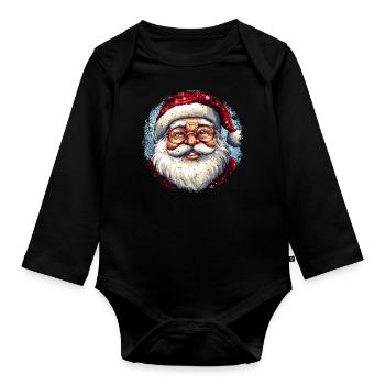 Noël / Père Noël - Body Bébé bio manches longues - noir - Devant