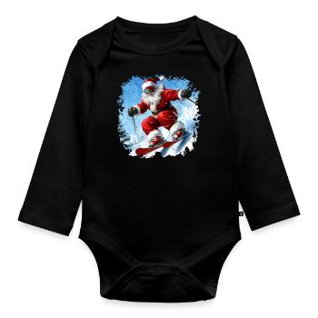 Christmas Skiers - Organic Longsleeve Baby Bodysuit - black - Front