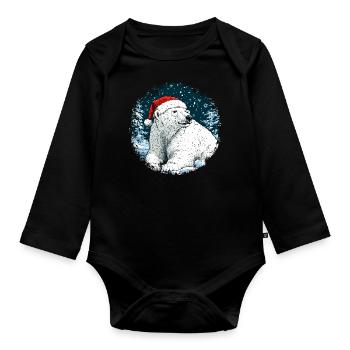 Christmas Polar Bear - Organic Longsleeve Baby Bodysuit - black - Front