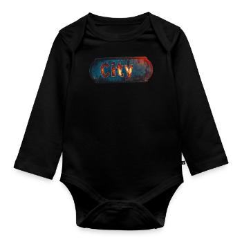 Stadt rostiges Stadtschild mit Vintage-Feeling - Baby Bio-Langarm-Body - Schwarz - Vorne