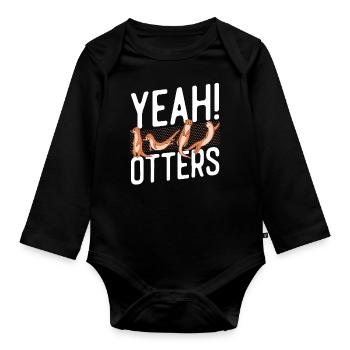 Otter yes! Otters - Organic Longsleeve Baby Bodysuit - black - Front