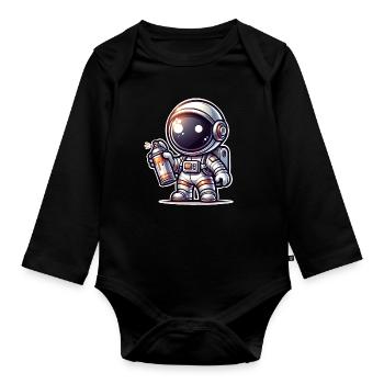 Pulvérisateur de graffitis astronaute - Body Bébé bio manches longues - noir - Devant