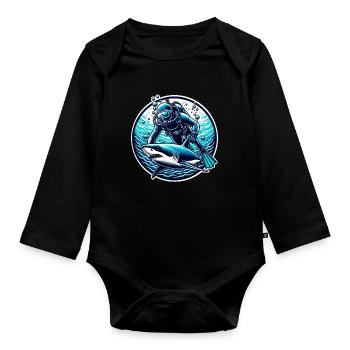 Diving Divers - Organic Longsleeve Baby Bodysuit - black - Front