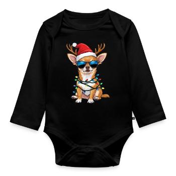 Chihuahua de Noël - Body Bébé bio manches longues - noir - Devant