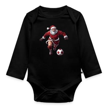 Fussballer Weihnachten - Baby Bio-Langarm-Body - Schwarz - Vorne