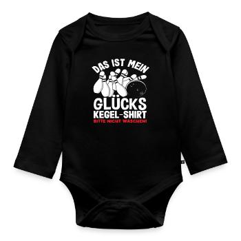 C’est ma chemise de bowling porte-bonheur - Body Bébé bio manches longues - noir - Devant