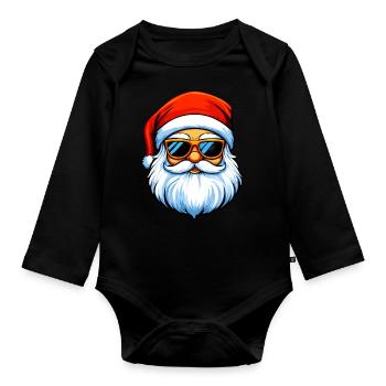 Père Noël / Noël - Body Bébé bio manches longues - noir - Devant