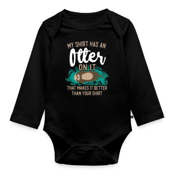 Loutre Ma chemise a une loutre dessus - Body Bébé bio manches longues - noir - Devant
