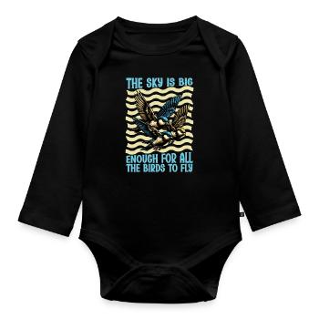Bird Enthusiast The Sky Is Big Enough Ornithology - Baby Bio-Langarm-Body - Schwarz - Vorne