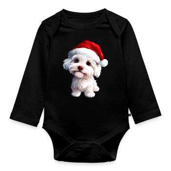 Chien Père Noël - Body Bébé bio manches longues - noir - Devant