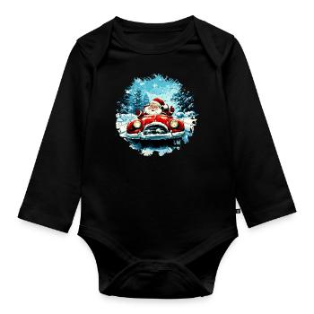 Autofahrer Weihnachten / Weihnachtsmann Autofahrer - Baby Bio-Langarm-Body - Schwarz - Vorne