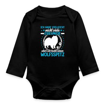 Wolfsspitz ist mein Freund Keeshond - Baby Bio-Langarm-Body - Schwarz - Vorne