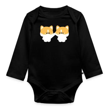 Corgi-Paar - Baby Bio-Langarm-Body - Schwarz - Vorne