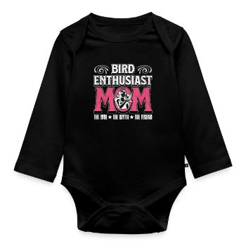 Bird Enthusiast Mom The Idol The Ornithologist - Organic Longsleeve Baby Bodysuit - black - Front