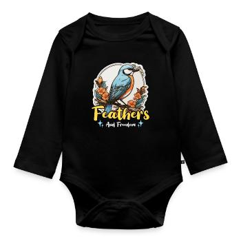Bird Enthusiast Feathers And Freedom Ornithologist - Baby Bio-Langarm-Body - Schwarz - Vorne