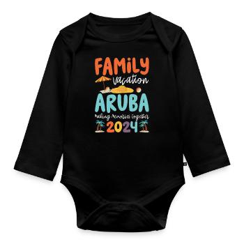 Aruba Caribbean Summer Ocean Beach Gift - Organic Longsleeve Baby Bodysuit - black - Front