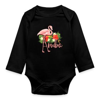 Aruba Caribbean Summer Ocean Beach Gift - Organic Longsleeve Baby Bodysuit - black - Front