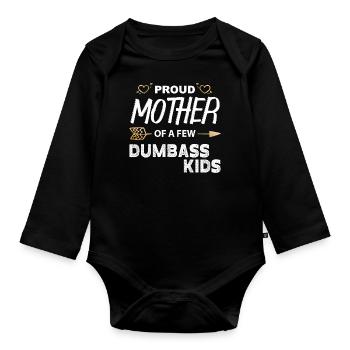 Fière Mère De Quelques Enfants Dumbass Drôle Vintage - Body Bébé bio manches longues - noir - Devant