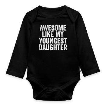 Awesome like my younGest daughter - Body Bébé bio manches longues - noir - Devant