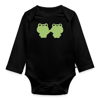 Frosch-Pärchen - Baby Bio-Langarm-Body - Schwarz - Vorne