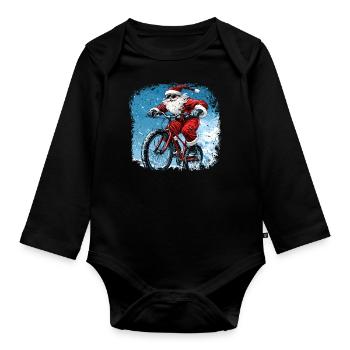 Biker Christmas - Organic Longsleeve Baby Bodysuit - black - Front