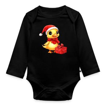 Noël des canetons - Body Bébé bio manches longues - noir - Devant
